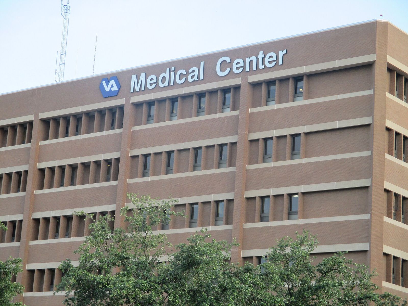 Brown multi-story VA Medical Center building of the Audie L. Murphy VA Hospital in San Antonio