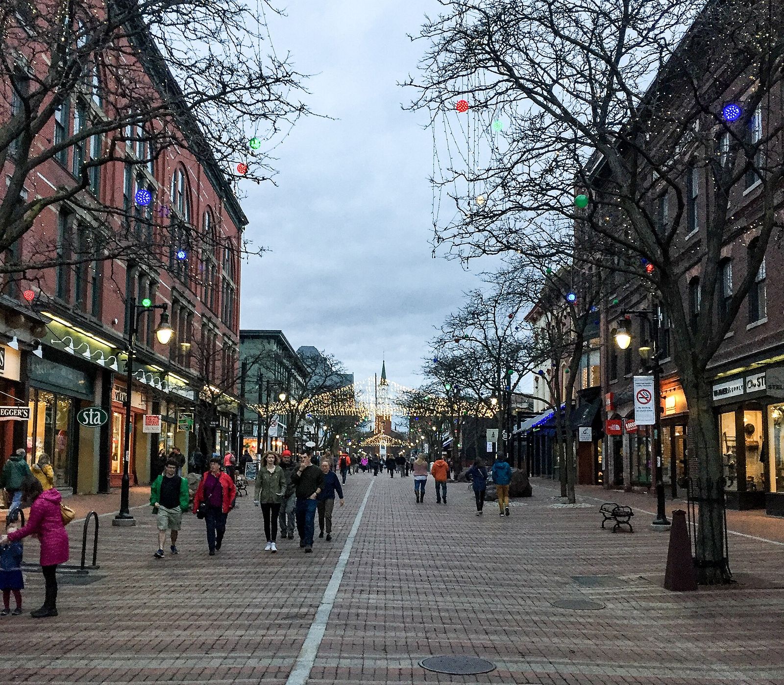 Pedestrians on Church Street Marketplace in downtown Burlington