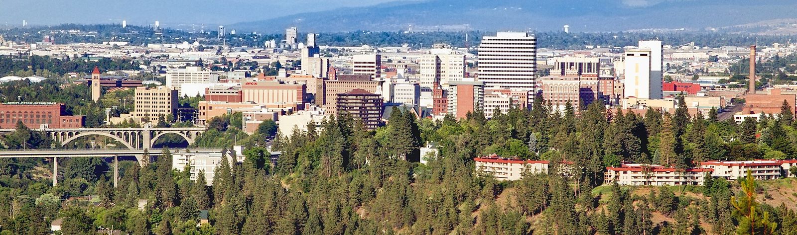 Downtown Spokane seen from the Palisades on a clear autumn day