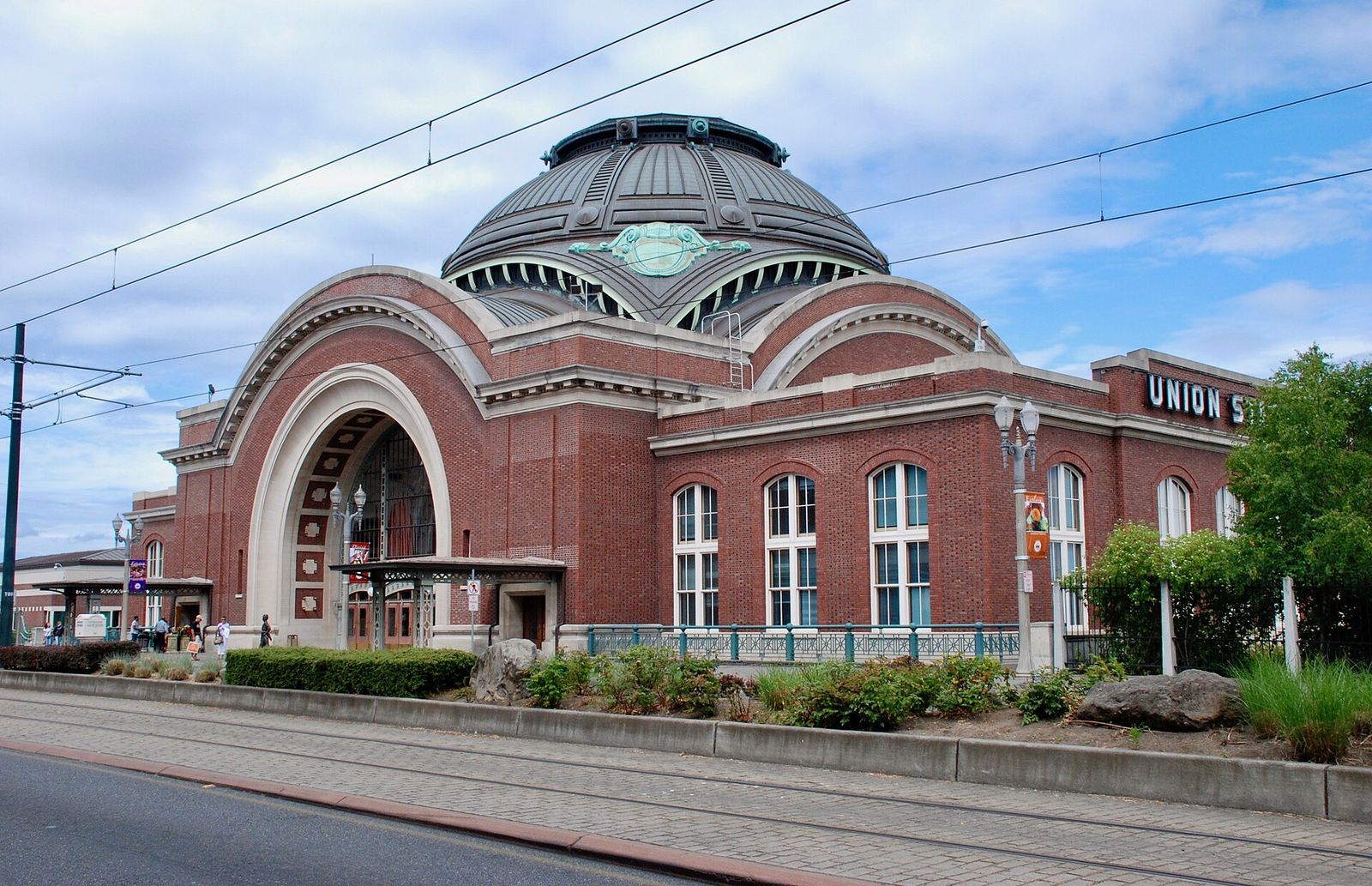 The domed brick facade of Union Station in downtown Tacoma