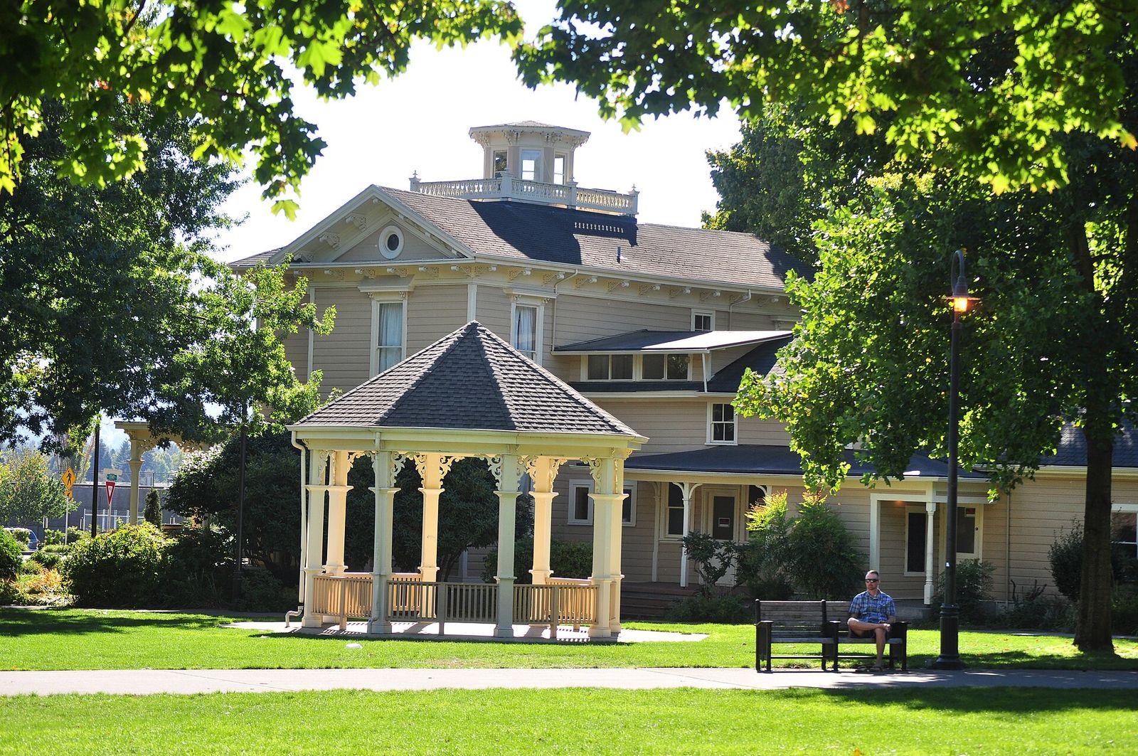 The bandstand and lawns of Esther Short Park in downtown Vancouver