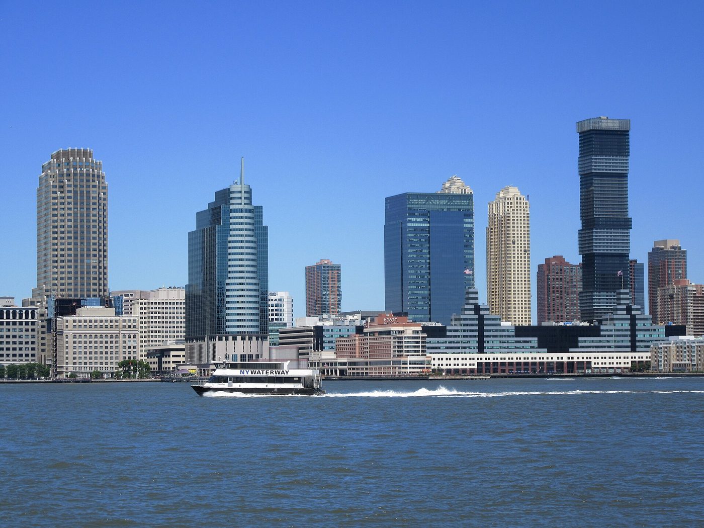 The Jersey City waterfront skyline seen across the Hudson