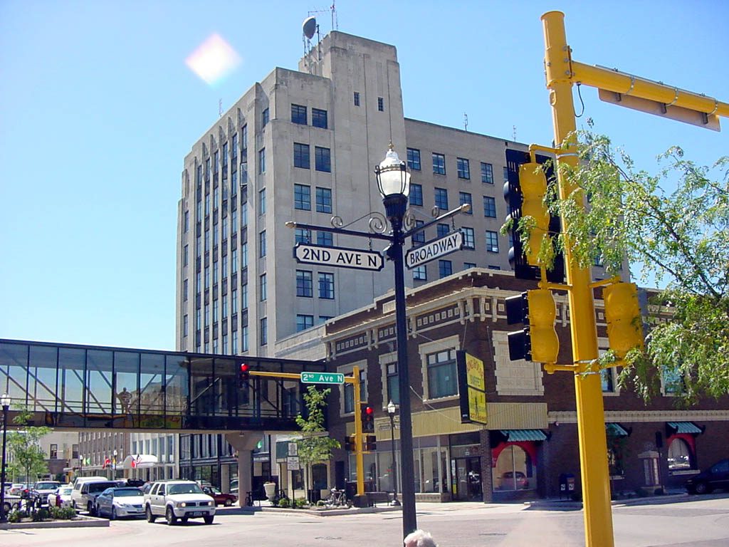 A downtown street corner in Fargo, North Dakota