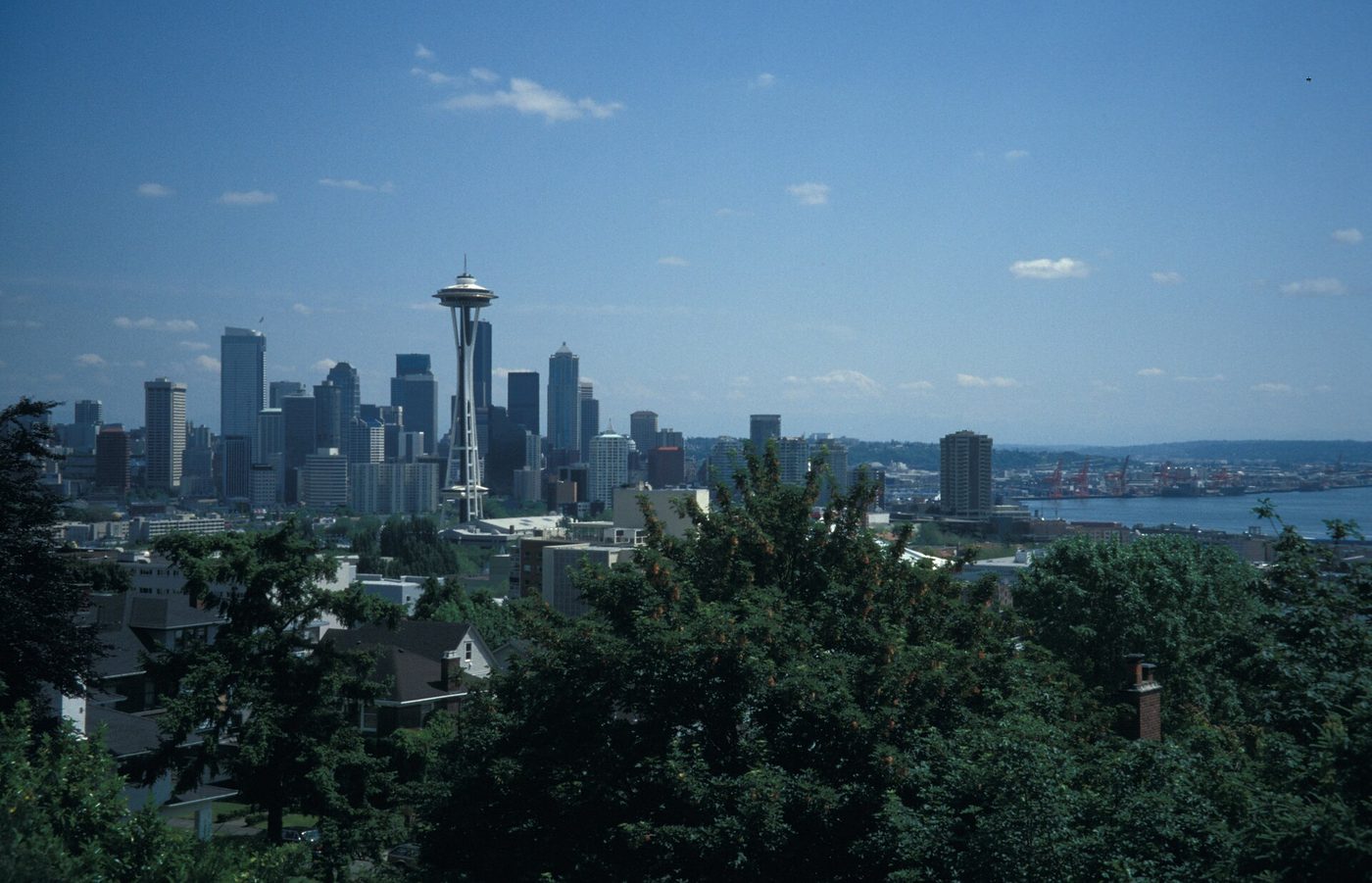 Seattle from Kerry Park, the Space Needle and downtown towers above Queen Anne rooftops